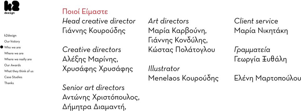 Διαμαντή, Art directors Μαρία Καρβούνη, Γιάννης Κονδύλης, Κώστας Πολάτογλου