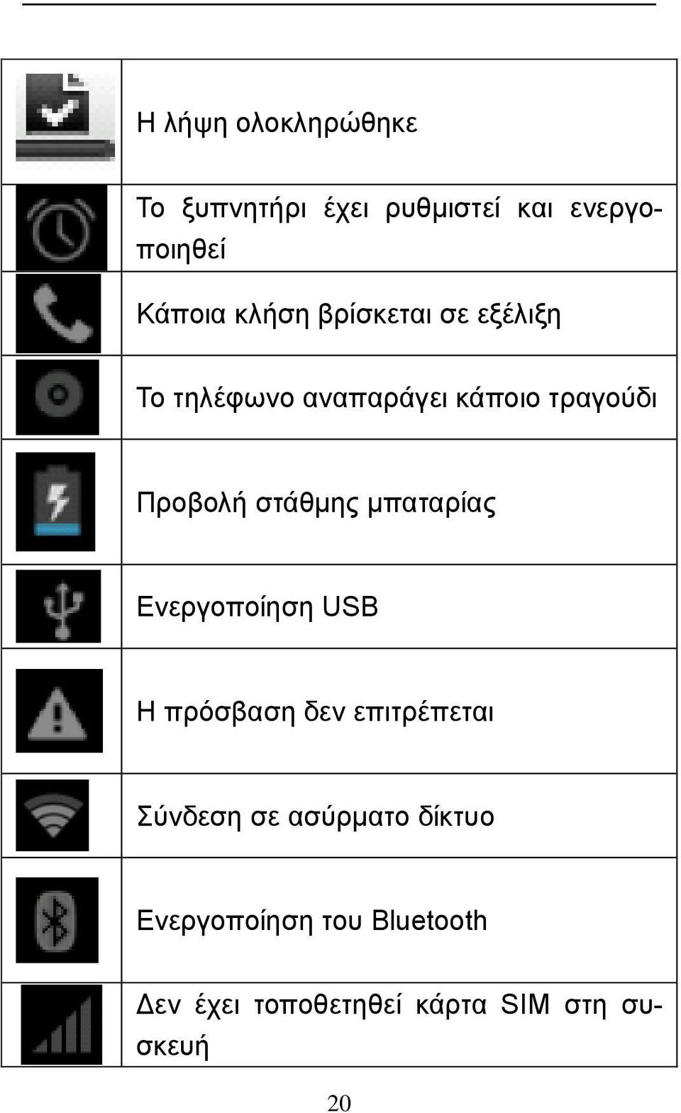 στάθμης μπαταρίας Ενεργοποίηση USB Η πρόσβαση δεν επιτρέπεται Σύνδεση σε
