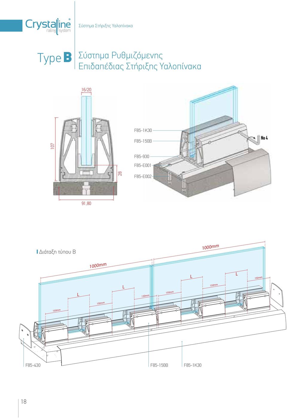 Νο 4 28 F85-Ε002 91,80 ιάταξη τύπου B 1000mm 1000mm L L