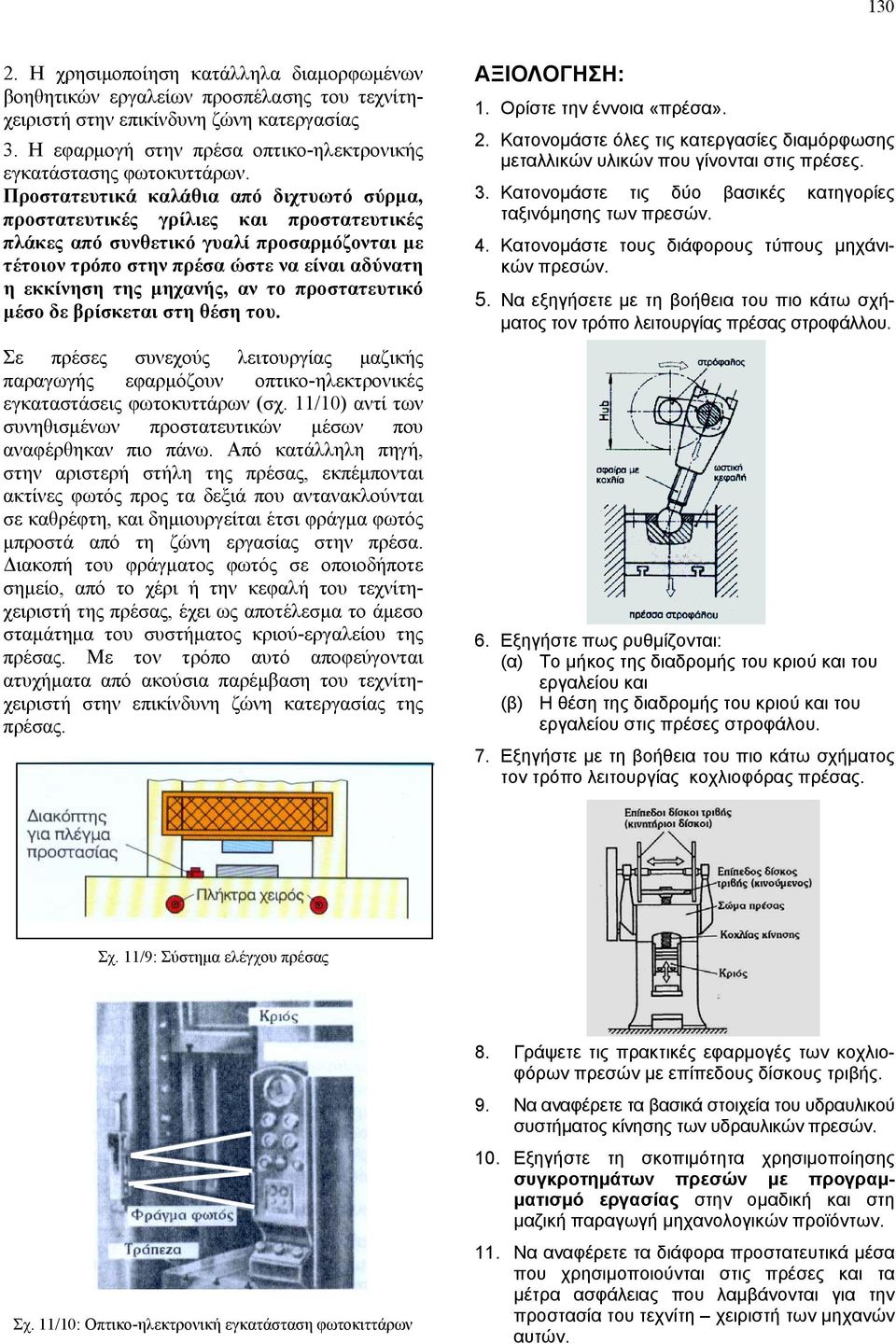 Προστατευτικά καλάθια από διχτυωτό σύρμα, προστατευτικές γρίλιες και προστατευτικές πλάκες από συνθετικό γυαλί προσαρμόζονται με τέτοιον τρόπο στην πρέσα ώστε να είναι αδύνατη η εκκίνηση της μηχανής,