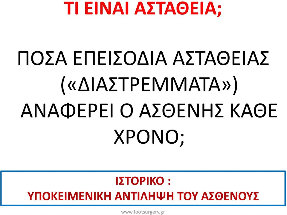 ΑΝΑΦΕΡΕΙ Ο ΑΣΘΕΝΗΣ ΚΑΘΕ ΧΡΟΝΟ;