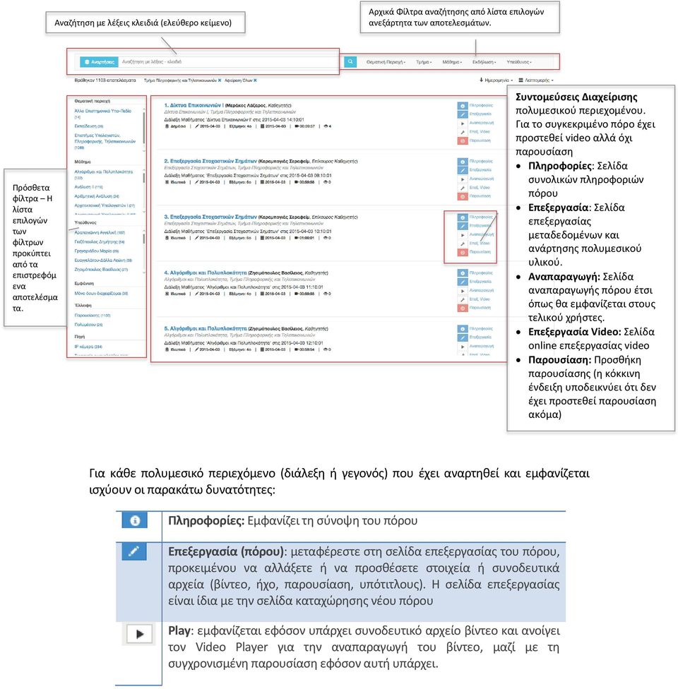 Για το συγκεκριμένο πόρο έχει προστεθεί video αλλά όχι παρουσίαση Πληροφορίες: Σελίδα συνολικών πληροφοριών πόρου Επεξεργασία: Σελίδα επεξεργασίας μεταδεδομένων και ανάρτησης πολυμεσικού υλικού.