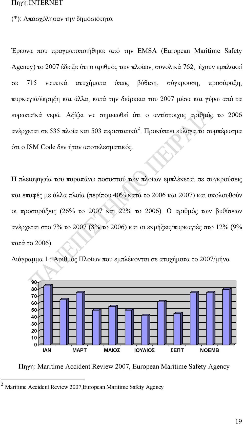 Αξίζει να σημειωθεί ότι ο αντίστοιχος αριθμός το 2006 ανέρχεται σε 535 πλοία και 503 περιστατικά 2. Προκύπτει εύλογα το συμπέρασμα ότι ο ISM Code δεν ήταν αποτελεσματικός.