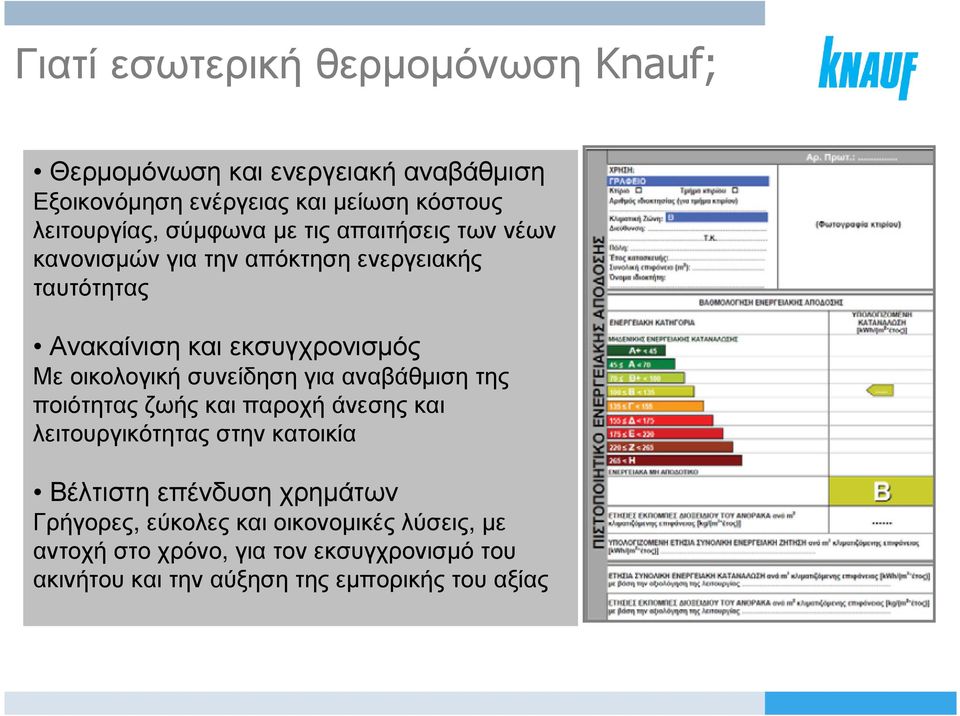 συνείδηση για αναβάθµιση της ποιότητας ζωής και παροχή άνεσης και λειτουργικότητας στην κατοικία Βέλτιστη επένδυση χρηµάτων