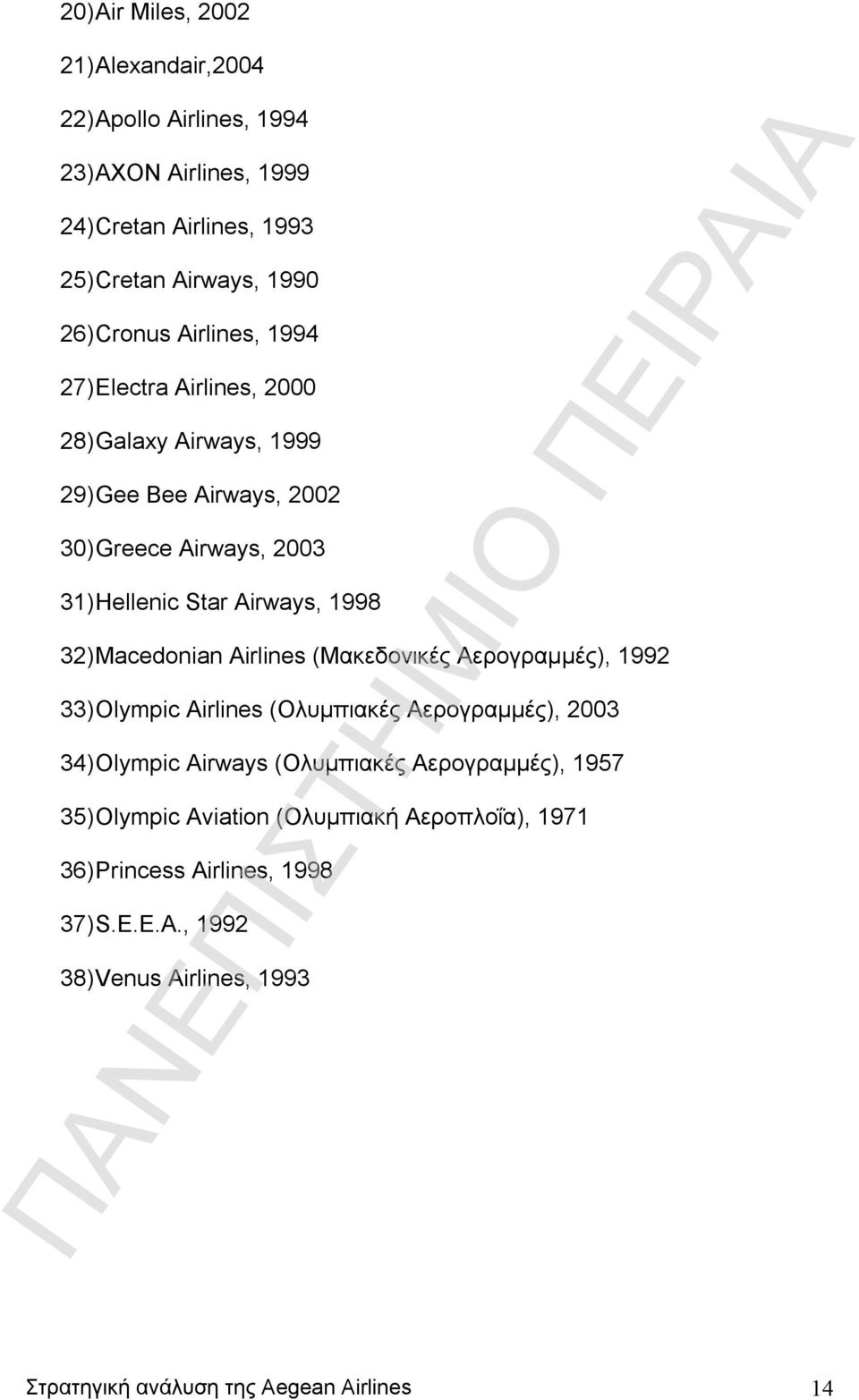 Macedonian Airlines (Μακεδονικές Αερογραμμές), 1992 33) Olympic Airlines (Ολυμπιακές Αερογραμμές), 2003 34) Olympic Airways (Ολυμπιακές Αερογραμμές), 1957