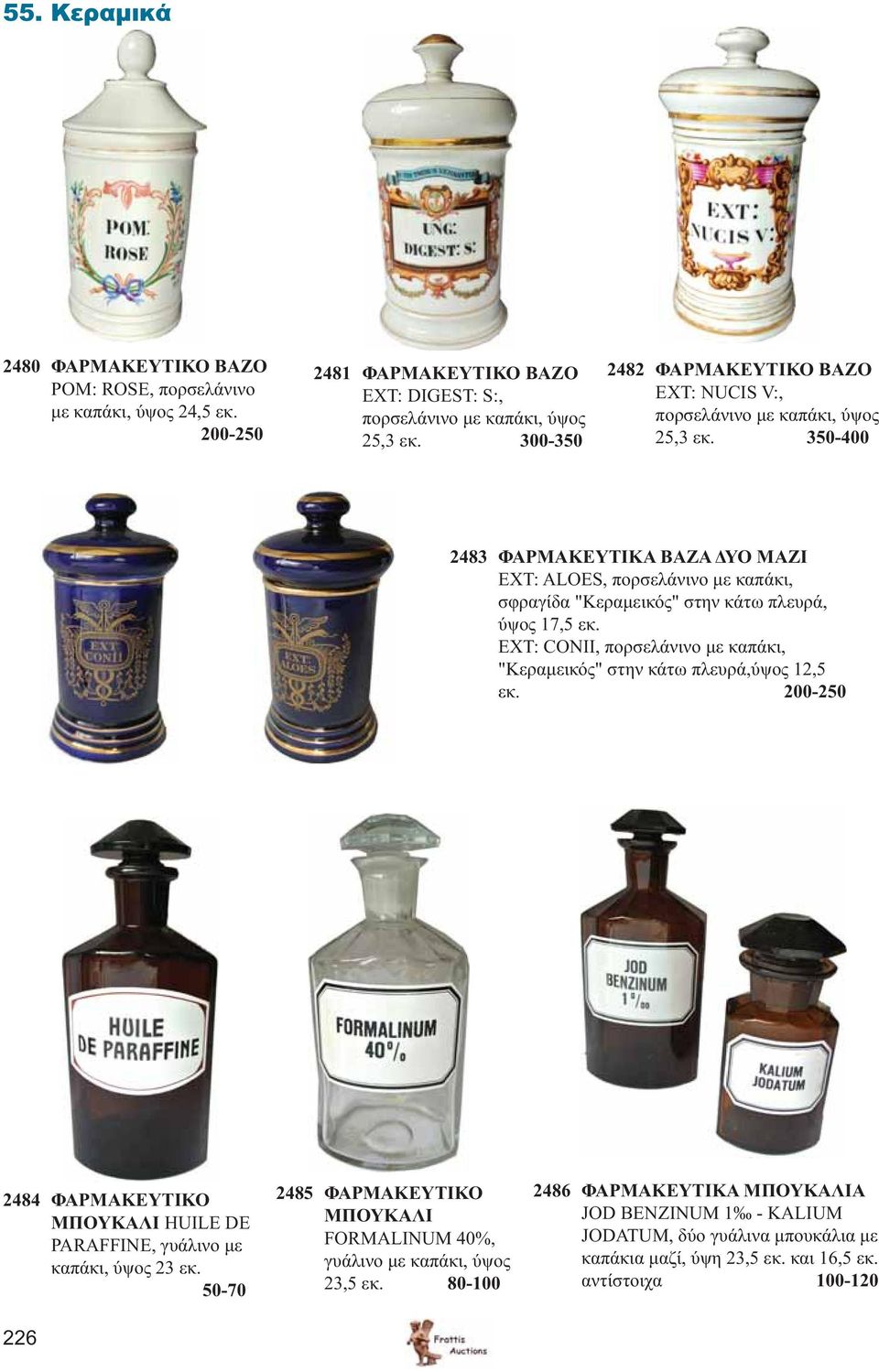 350-400 2483 ΦΑΡΜΑΚΕΥΤΙΚΑ ΒΑΖΑ ΔΥΟ ΜΑΖΙ ΕΧΤ: ALOES, πορσελάνινο με καπάκι, σφραγίδα "Κεραμεικός" στην κάτω πλευρά, ύψος 17,5 εκ.