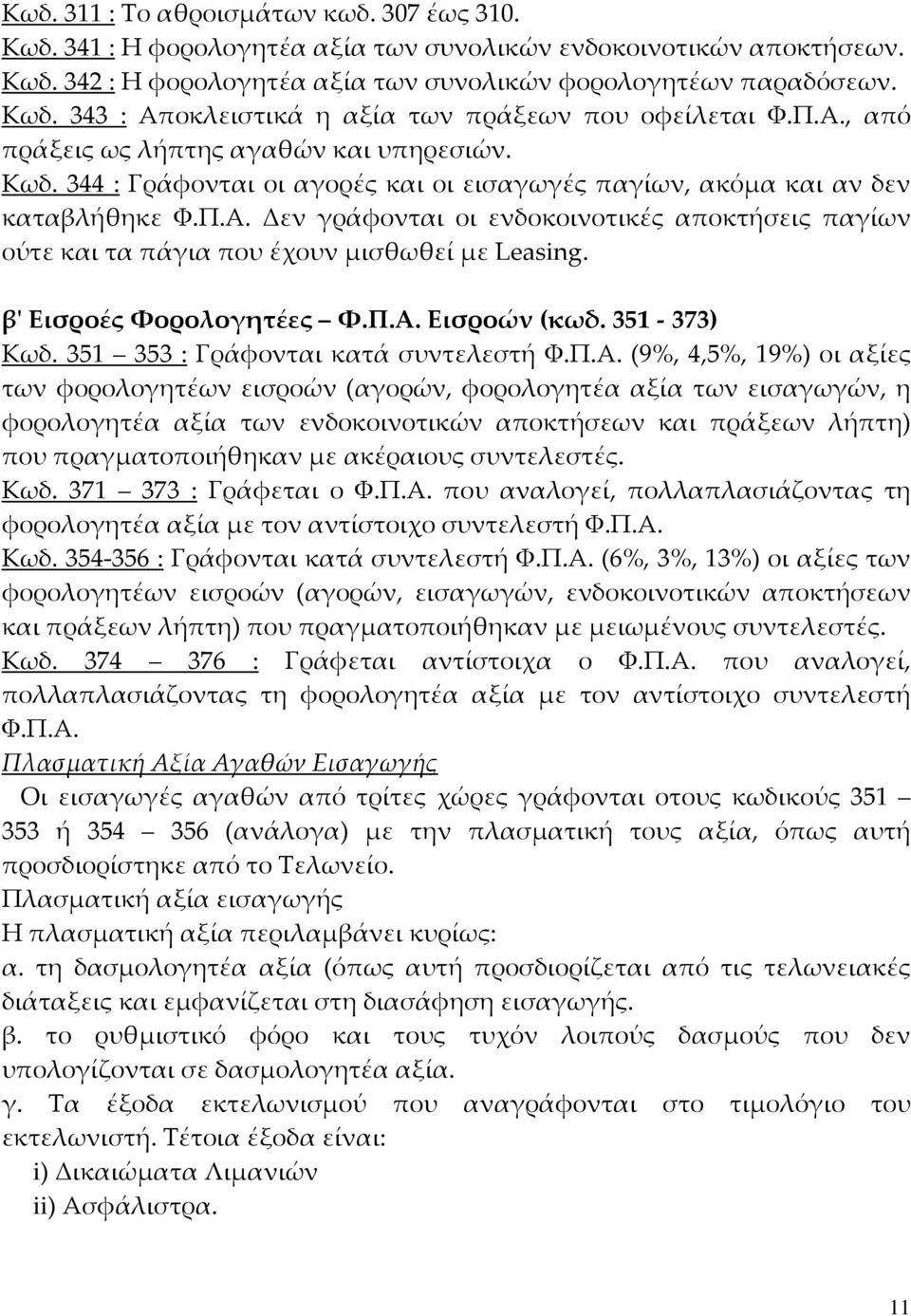 β' Εισροές Φορολογητέες Φ.Π.Α.