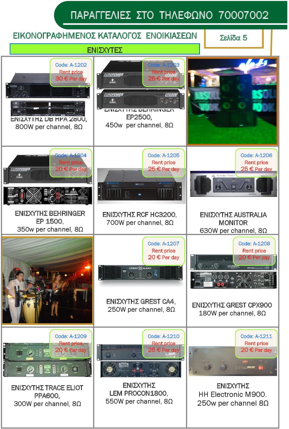 ΕΝΙΦΤΣΗ AUSTRALIA MONITOR 630W per channel, 8Ψ Code: A-1208 ΕΝΙΦΤΣΗ GREST CA4, 250W per channel, 8Ψ ΕΝΙΦΤΣΗ GREST CPX900 180W per channel, 8Ψ Code: A-1209
