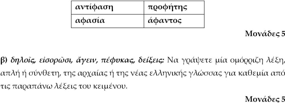 λέξη, απλή ή σύνθετη, της αρχαίας ή της νέας ελληνικής