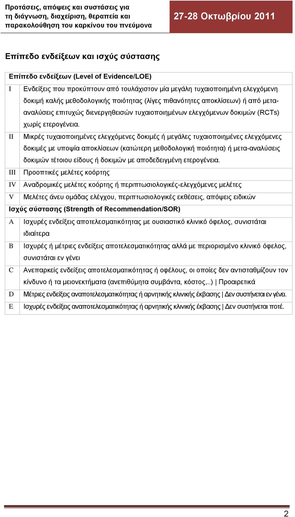 II Μικρές τυχαιοποιημένες ελεγχόμενες δοκιμές ή μεγάλες τυχαιοποιημένες ελεγχόμενες δοκιμές με υποψία αποκλίσεων (κατώτερη μεθοδολογική ποιότητα) ή μετα-αναλύσεις δοκιμών τέτοιου είδους ή δοκιμών με