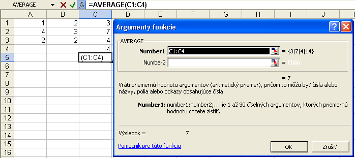 ARITMETICKÝ PRIEMER Je dostupný prostredníctvom ikony Σ v sade ikon ako suma, ale môžeme ho vložiť aj stlačením Fx v riadku vzorcov (funkčnom riadku) sa zobrazí okno Vloženie funkcie: Do riadku