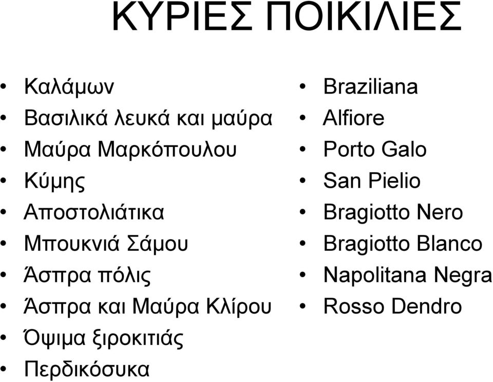 Κλίρου Όψιμα ξιροκιτιάς Περδικόσυκα Braziliana Alfiore Porto Galo
