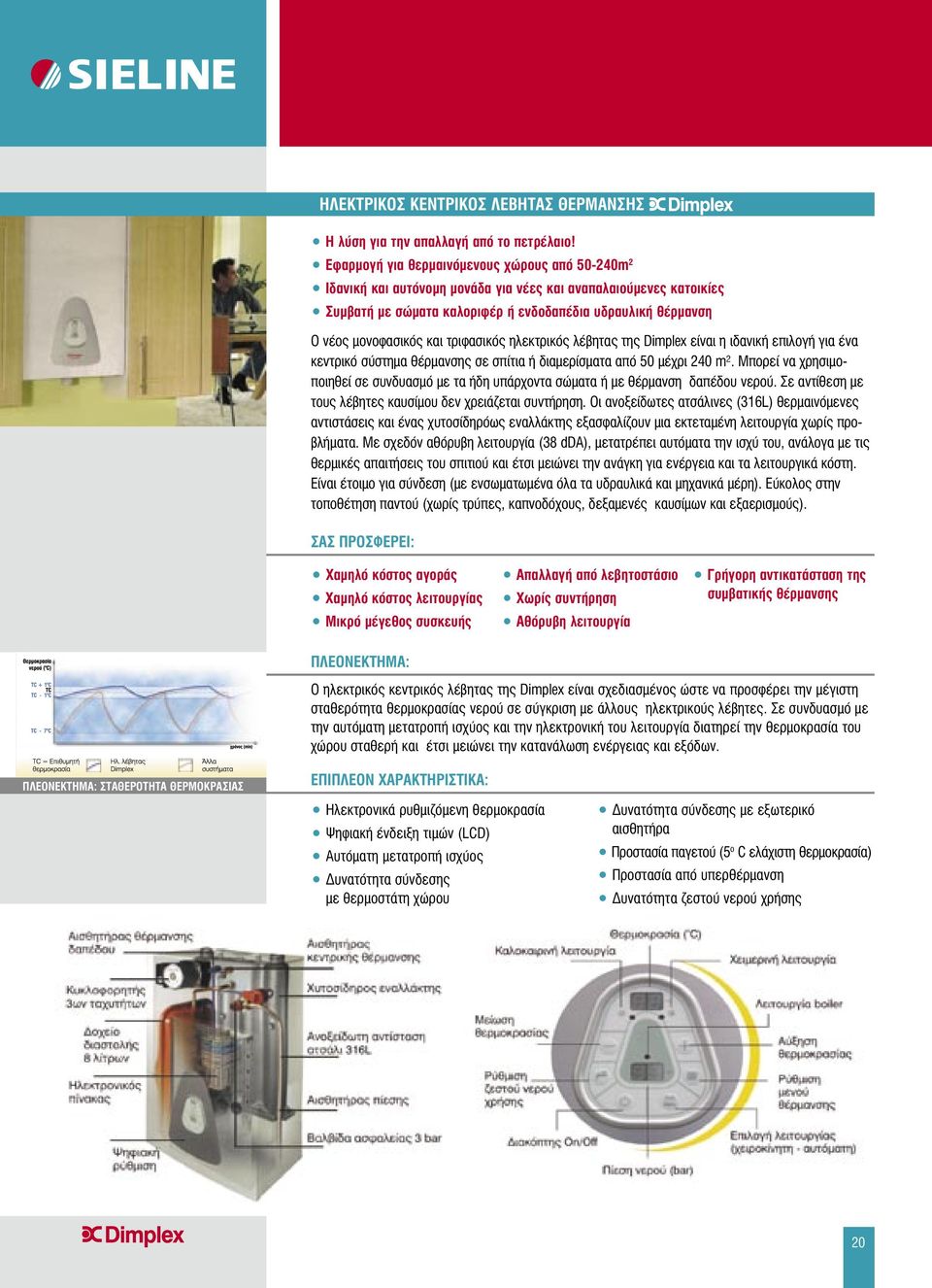 τριφασικός ηλεκτρικός λέβητας της Dimplex είναι η ιδανική επιλογή για ένα κεντρικό σύστημα θέρμανσης σε σπίτια ή διαμερίσματα από 50 μέχρι 240 m².