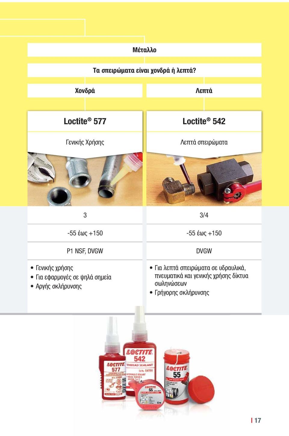 +150-55 έως +150 P1 NSF, DVGW Γενικής χρήσης Για εφαρμογές σε ψηλά σημεία Αργής