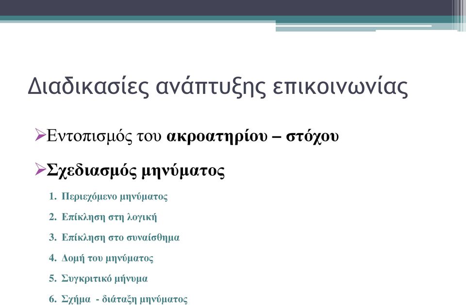 Περιεχόμενο μηνύματος 2. Επίκληση στη λογική 3.