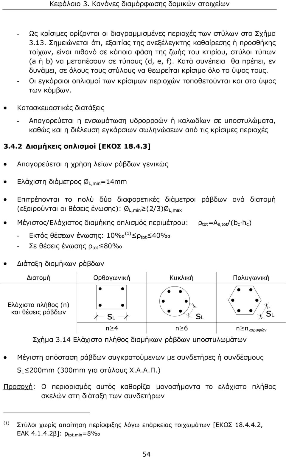 Κατά συνέπεια θα πρέπει, εν δυνάμει, σε όλους τους στύλους να θεωρείται κρίσιμο όλο το ύψος τους. - Οι εγκάρσιοι οπλισμοί των κρίσιμων περιοχών τοποθετούνται και στο ύψος των κόμβων.