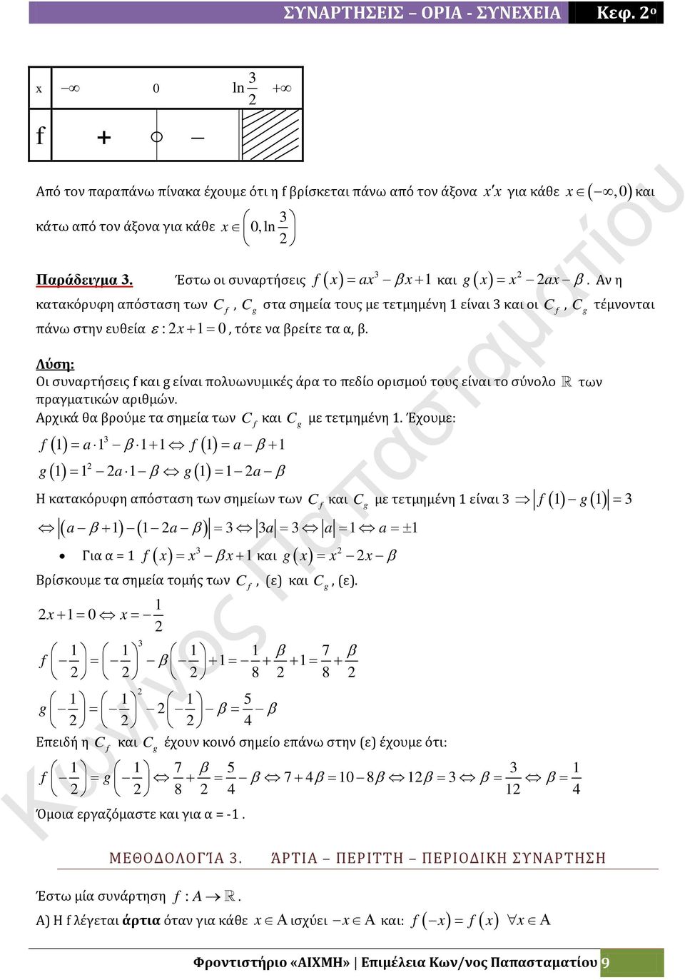 g Οι συναρτήσεις και g είναι πολυωνυμικές άρα το πεδίο ορισμού τους είναι το σύνολο των πραγματικών αριθμών. Αρχικά θα βρούμε τα σημεία των C και C με τετμημένη.