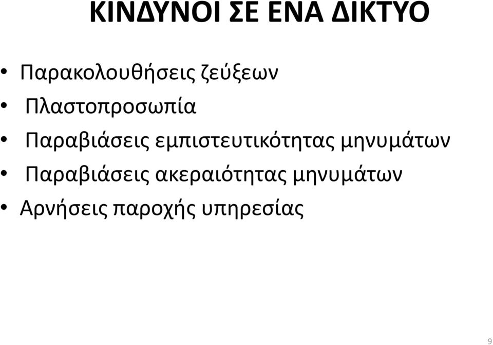 εμπιστευτικότητας μηνυμάτων Παραβιάσεις