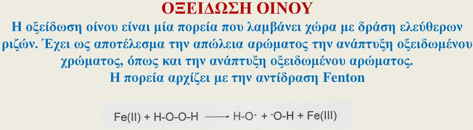 Έχει ως αποτέλεσμα την απώλεια αρώματος την ανάπτυξη
