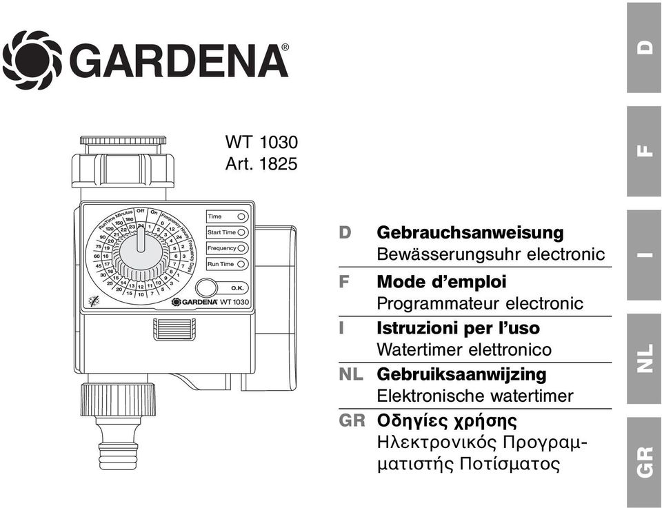 emploi Programmateur electronic I Istruzioni per l uso Watertimer
