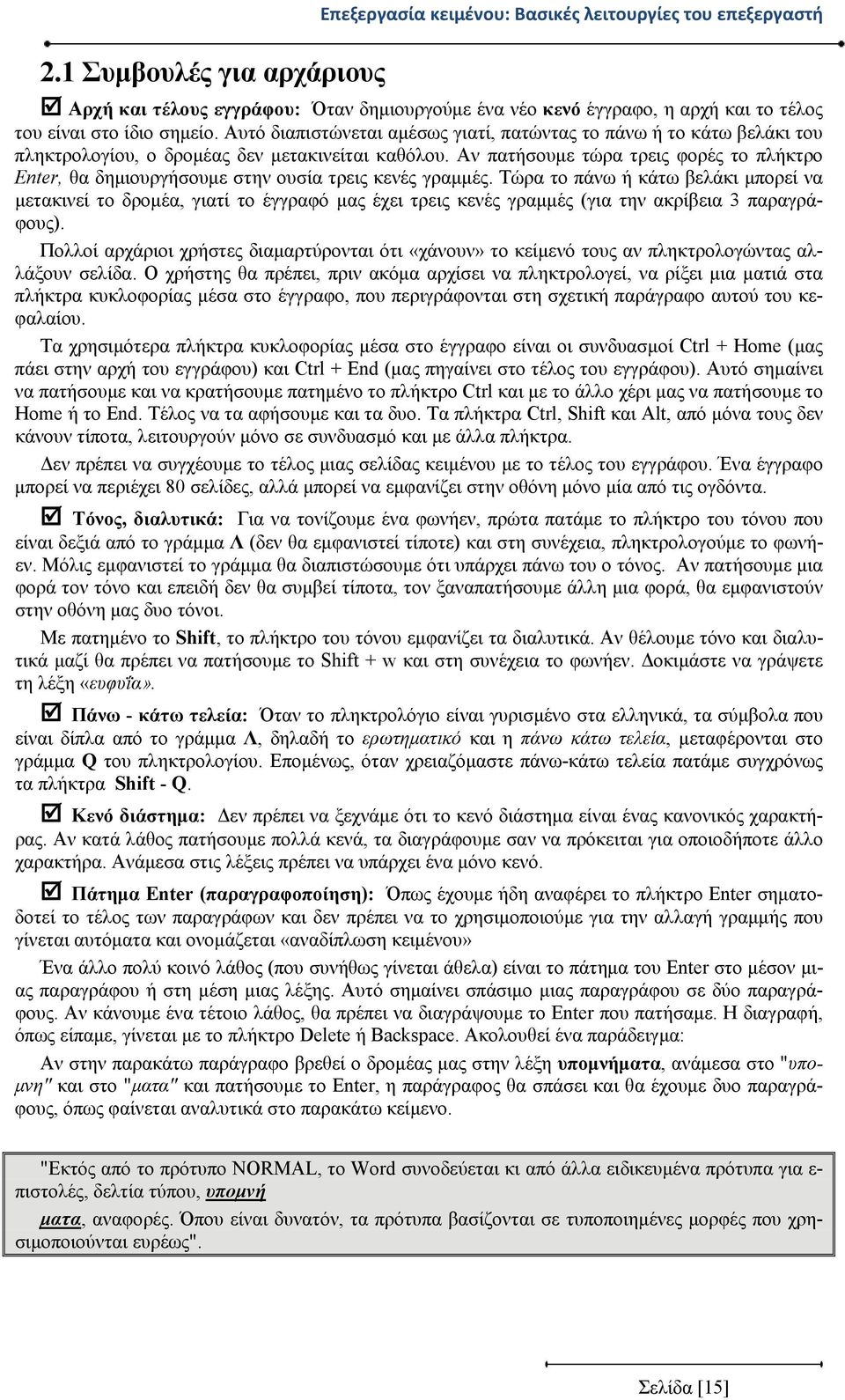 Αν πατήσουμε τώρα τρεις φορές το πλήκτρο Enter, θα δημιουργήσουμε στην ουσία τρεις κενές γραμμές.