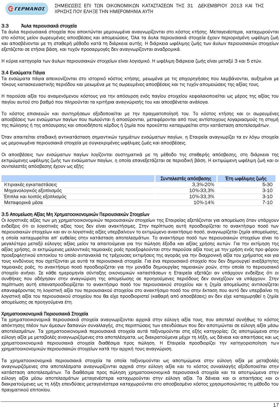 Μεταγενέστερα, καταχωρούνται στο κόστος μείον σωρευμένες αποσβέσεις και απομειώσεις.
