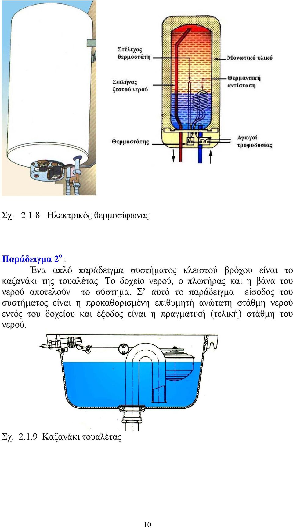 καζανάκι της τουαλέτας. Το δοχείο νερού, ο πλωτήρας και η βάνα του νερού αποτελούν το σύστημα.