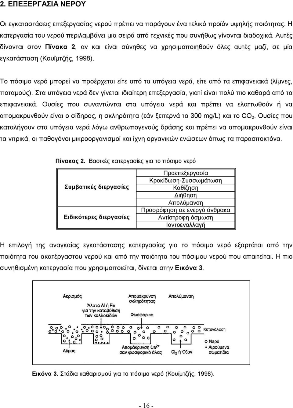 Αυτές δίνονται στον Πίνακα 2, αν και είναι σύνηθες να χρησιµοποιηθούν όλες αυτές µαζί, σε µία εγκατάσταση (Κουϊµτζής, 1998).