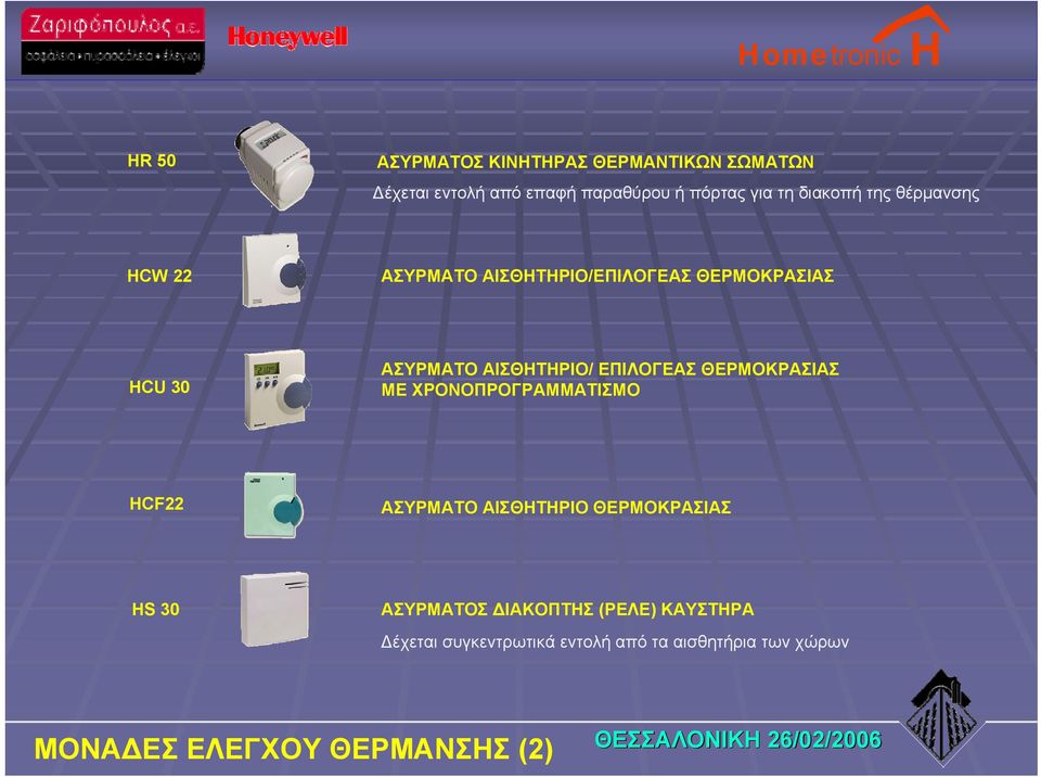 ΕΠΙΛΟΓΕΑΣ ΘΕΡΜΟΚΡΑΣΙΑΣ ΜΕ ΧΡΟΝΟΠΡΟΓΡΑΜΜΑΤΙΣΜΟ HCF22 ΑΣΥΡΜΑΤΟ ΑΙΣΘΗΤΗΡΙΟ ΘΕΡΜΟΚΡΑΣΙΑΣ HS 30 ΑΣΥΡΜΑΤΟΣ