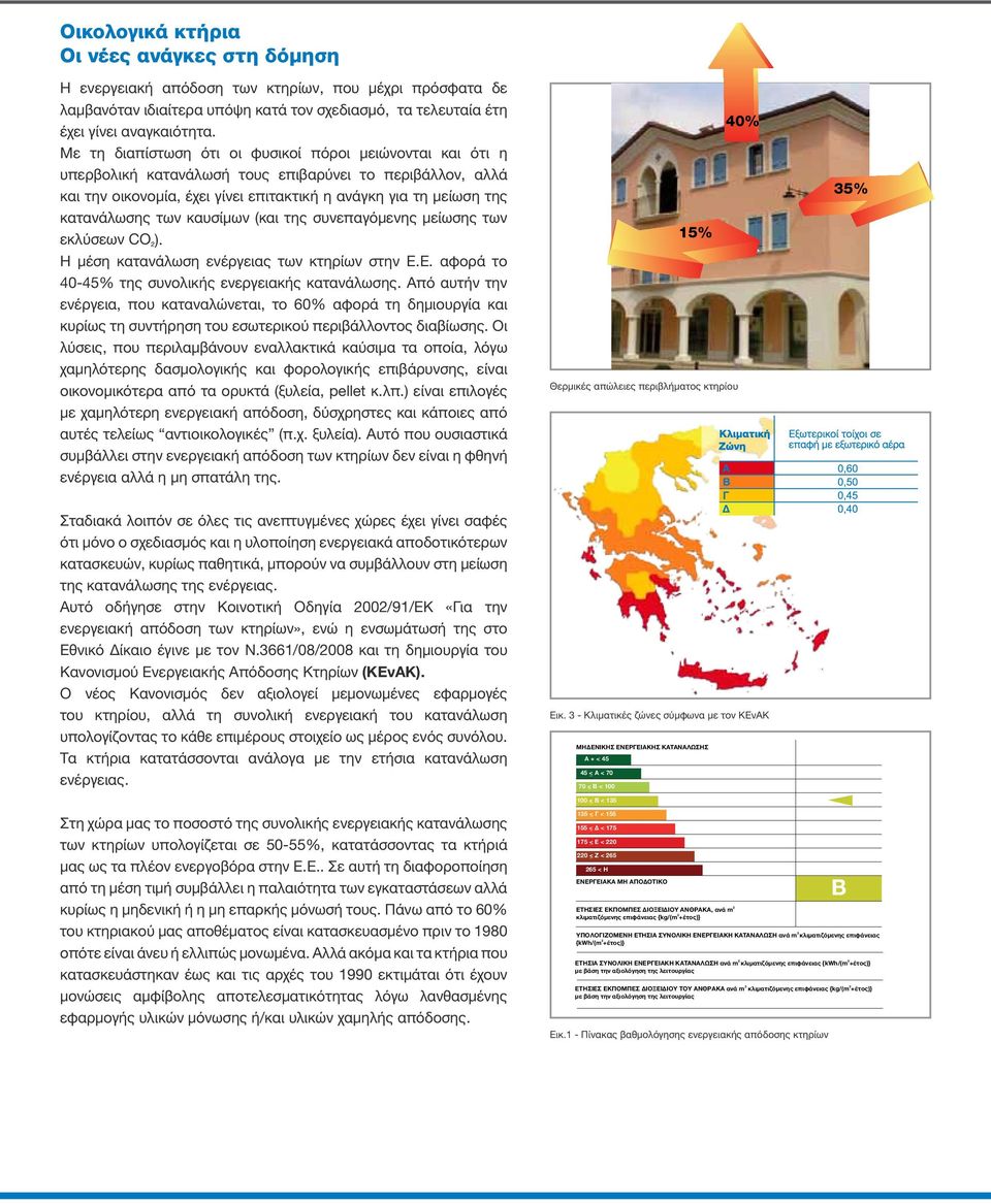 των καυσίμων (και της συνεπαγόμενης μείωσης των εκλύσεων CO ² ). Η μέση κατανάλωση ενέργειας των κτηρίων στην Ε.Ε. αφορά το 40-45% της συνολικής ενεργειακής κατανάλωσης.