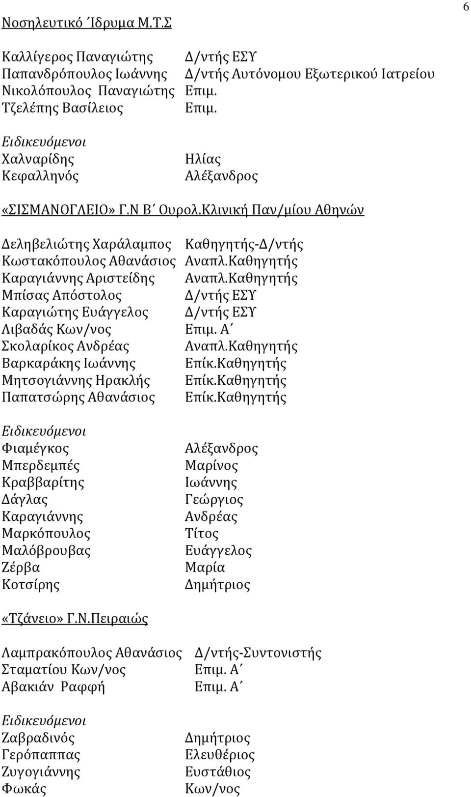 Καθηγητής Μπίσας Απόστολος Καραγιώτης Ευάγγελος Λιβαδάς Κων/νος Σκολαρίκος Ανδρέας Αναπλ.Καθηγητής Βαρκαράκης Επίκ.Καθηγητής Μητσογιάννης Ηρακλής Επίκ.Καθηγητής Παπατσώρης Αθανάσιος Επίκ.
