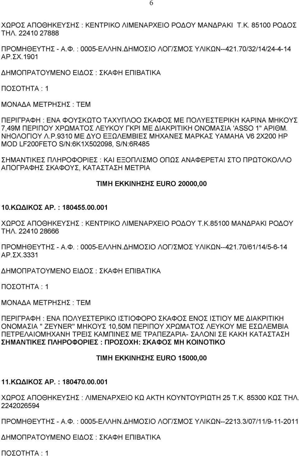 ΓΡΑΦΗ : ΕΝΑ ΦΟΥΣΚΩΤΟ ΤΑΧΥΠΛΟΟ ΣΚΑΦΟΣ ΜΕ ΠΟΛΥΕΣΤΕΡΙΚΗ ΚΑΡΙΝΑ ΜΗΚΟΥΣ 7,49Μ ΠΕΡΙΠΟΥ ΧΡΩΜΑΤΟΣ ΛΕΥΚΟΥ ΓΚΡΙ ΜΕ ΔΙΑΚΡΙΤΙΚΗ ΟΝΟΜΑΣΙΑ 'ASSO 1'' ΑΡΙΘΜ. ΝΗΟΛΟΓΙΟΥ Λ.Ρ.9310 ΜΕ ΔΥΟ ΕΞΩΛΕΜΒΙΕΣ ΜΗΧΑΝΕΣ ΜΑΡΚΑΣ