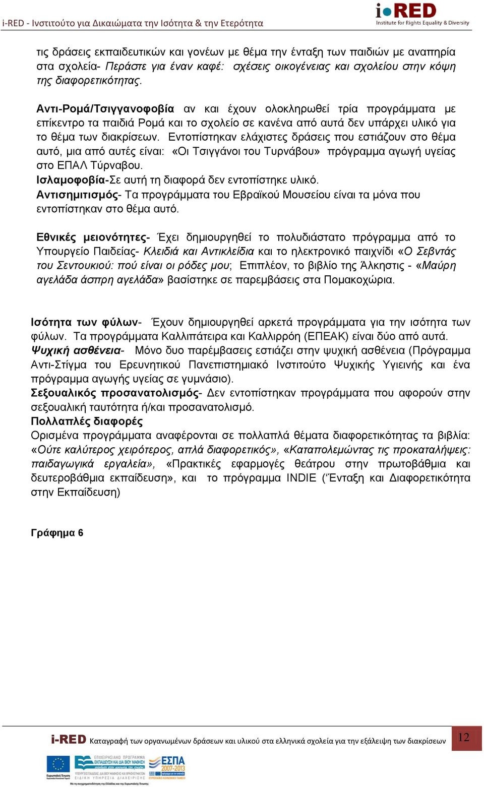 Εντοπίστηκαν ελάχιστες δράσεις που εστιάζουν στο θέμα αυτό, μια από αυτές είναι: «Οι Τσιγγάνοι του Τυρνάβου» πρόγραμμα αγωγή υγείας στο ΕΠΑΛ Τύρναβου.