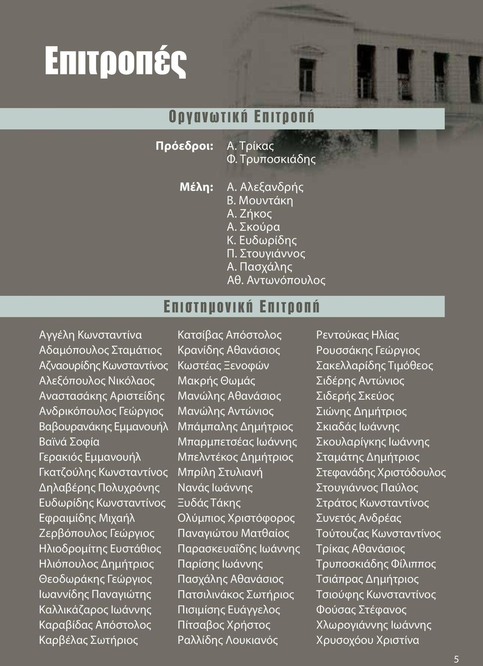 Σοφία Γερακιός Εμμανουήλ Γκατζούλης Κωνσταντίνος Δηλαβέρης Πολυχρόνης Ευδωρίδης Κωνσταντίνος Εφραιμίδης Μιχαήλ Ζερβόπουλος Γεώργιος Ηλιοδρομίτης Ευστάθιος Ηλιόπουλος Δημήτριος Θεοδωράκης Γεώργιος