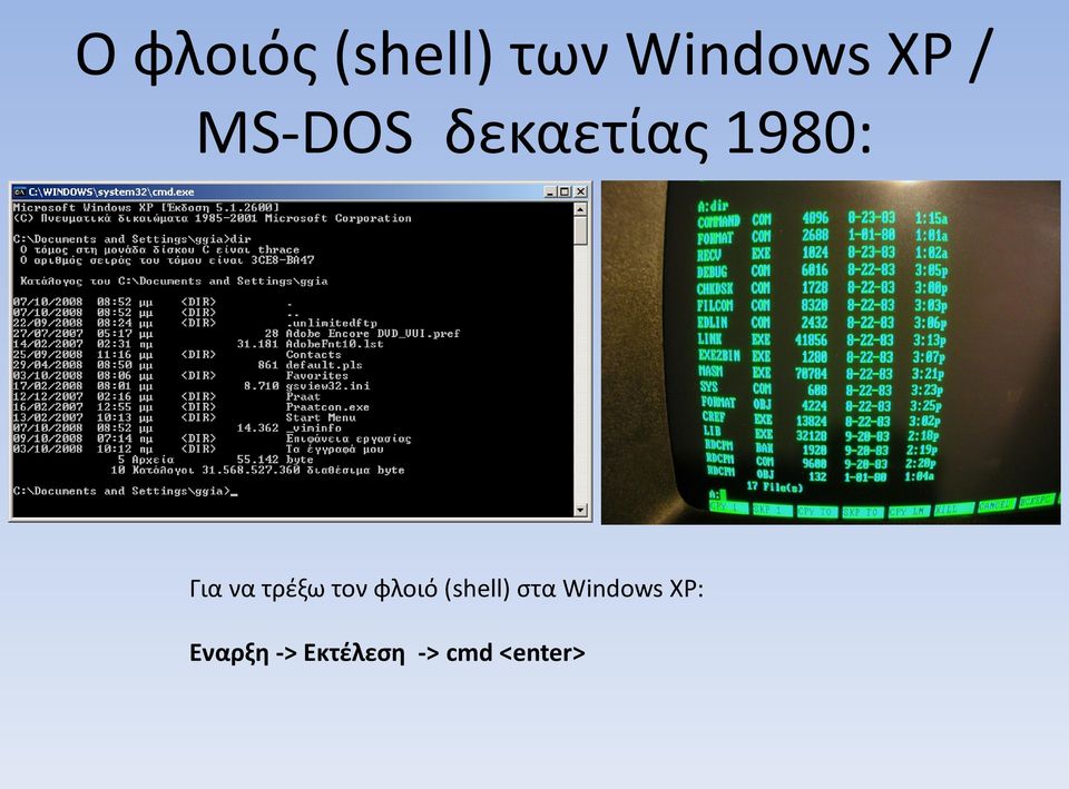 τρέξω τον φλοιό (shell) στα