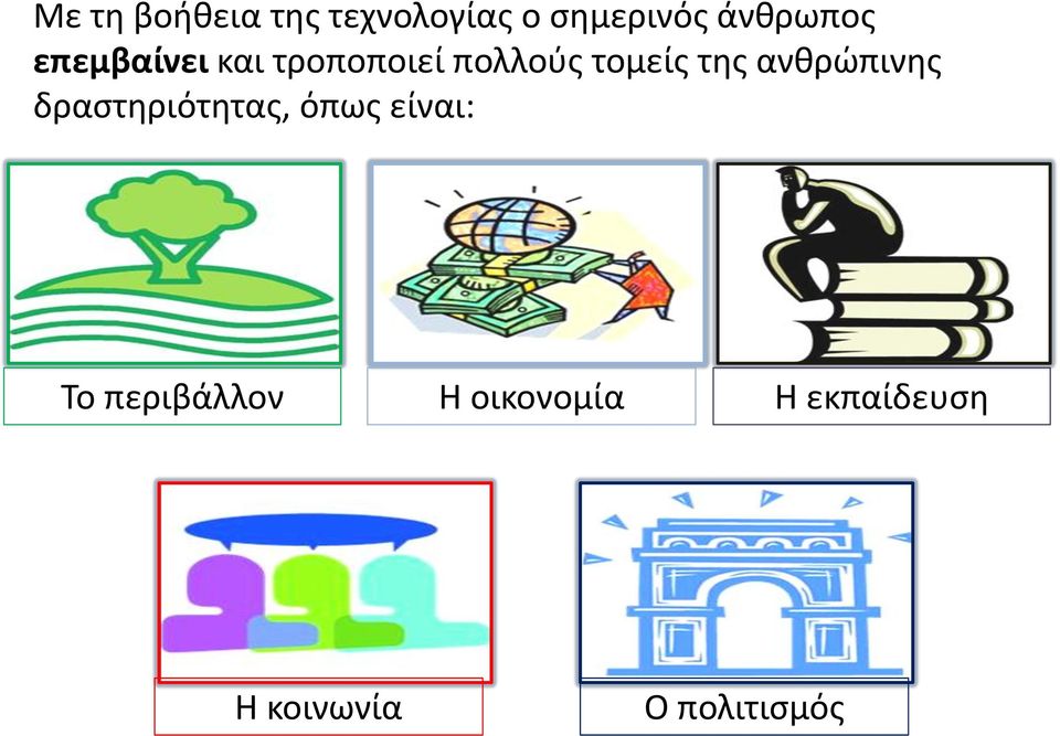 της ανθρώπινης δραστηριότητας, όπως είναι: Το