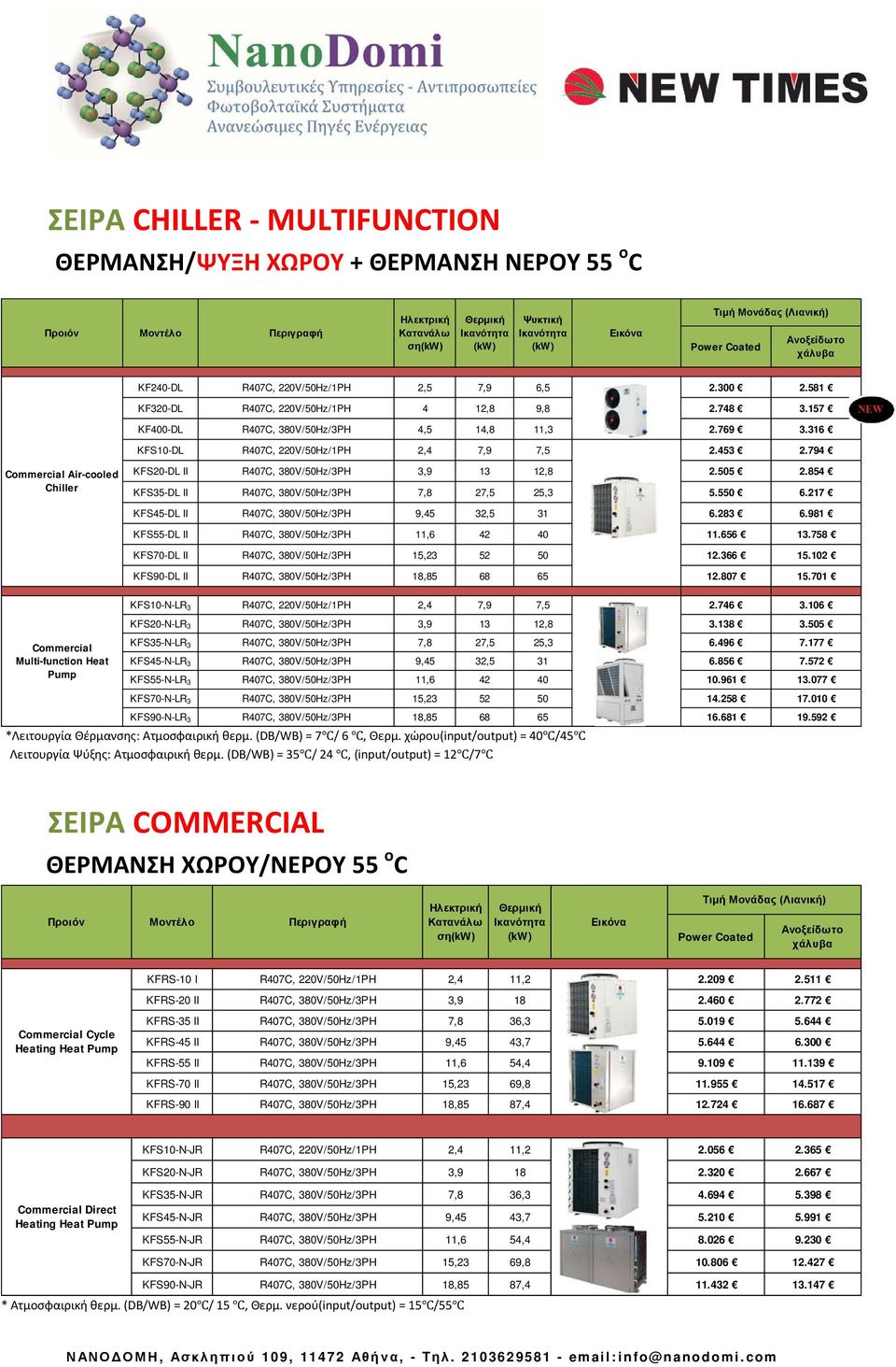 854 KFS35-DL II R407C, 380V/50Hz/3PH 7,8 27,5 25,3 5.550 6.217 KFS45-DL II R407C, 380V/50Hz/3PH 9,45 32,5 31 6.283 6.981 KFS55-DL II R407C, 380V/50Hz/3PH 11,6 42 40 11.656 13.