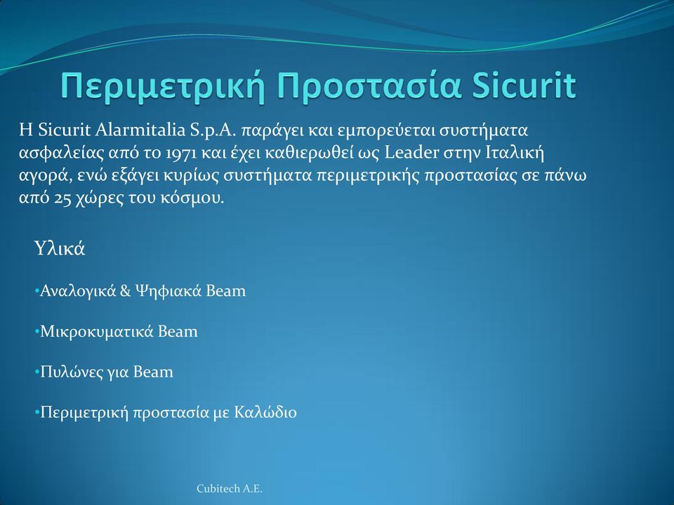 παράγει και εμπορεύεται συστήματα ασφαλείας από το 1971 και έχει καθιερωθεί ως