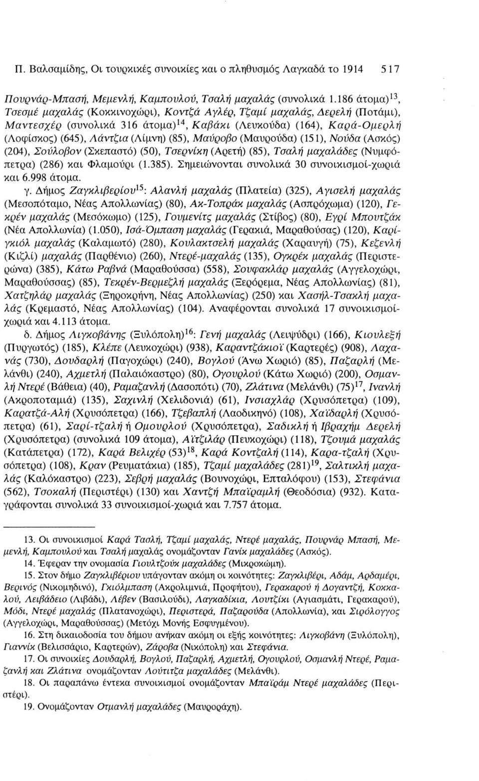 (85), Μαύροβο (Μαυρούδα) (151), Νονδα (Ασκός) (204), Σούλοβον (Σκεπαστό) (50), Τσερνίκη (Αρετή) (85), Τσαλή μαχαλάδες (Νυμφόπετρα) (286) και Φλαμούρι (1.385).