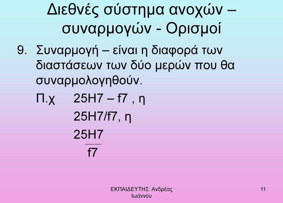 Συναρμογή είναι η διαφορά των διαστάσεων