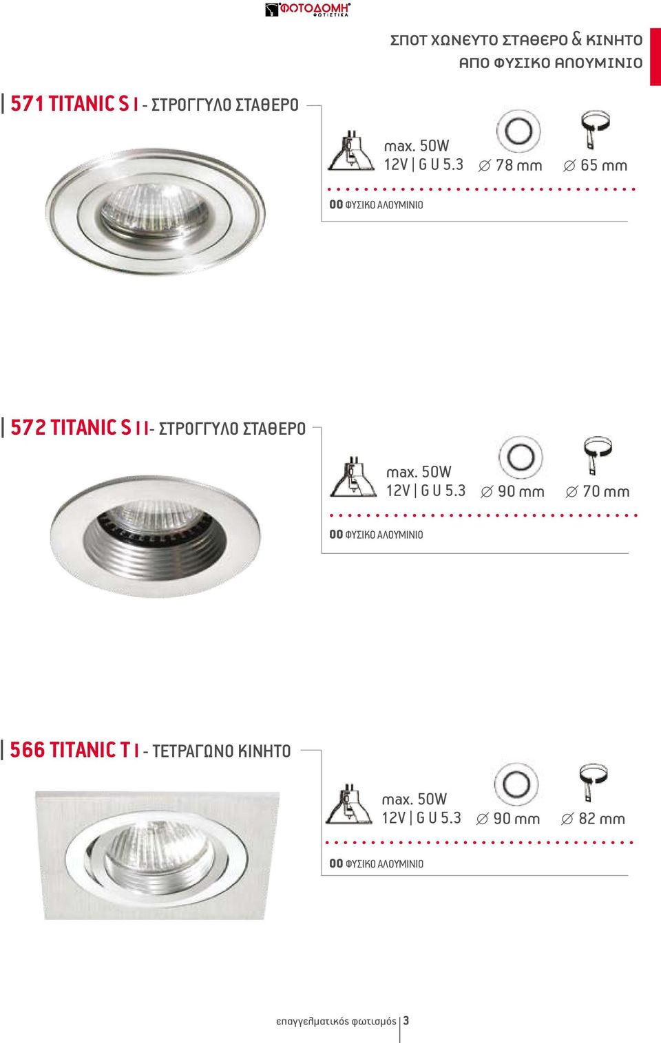 3 78 mm 65 mm 00 ΦΥΣΙΚΟ ΑΛΟΥΜΙΝΙΟ 572 TITANIC S I I- ΣΤPΟΓΓΥΛΟ 3 90 mm 70 mm 00