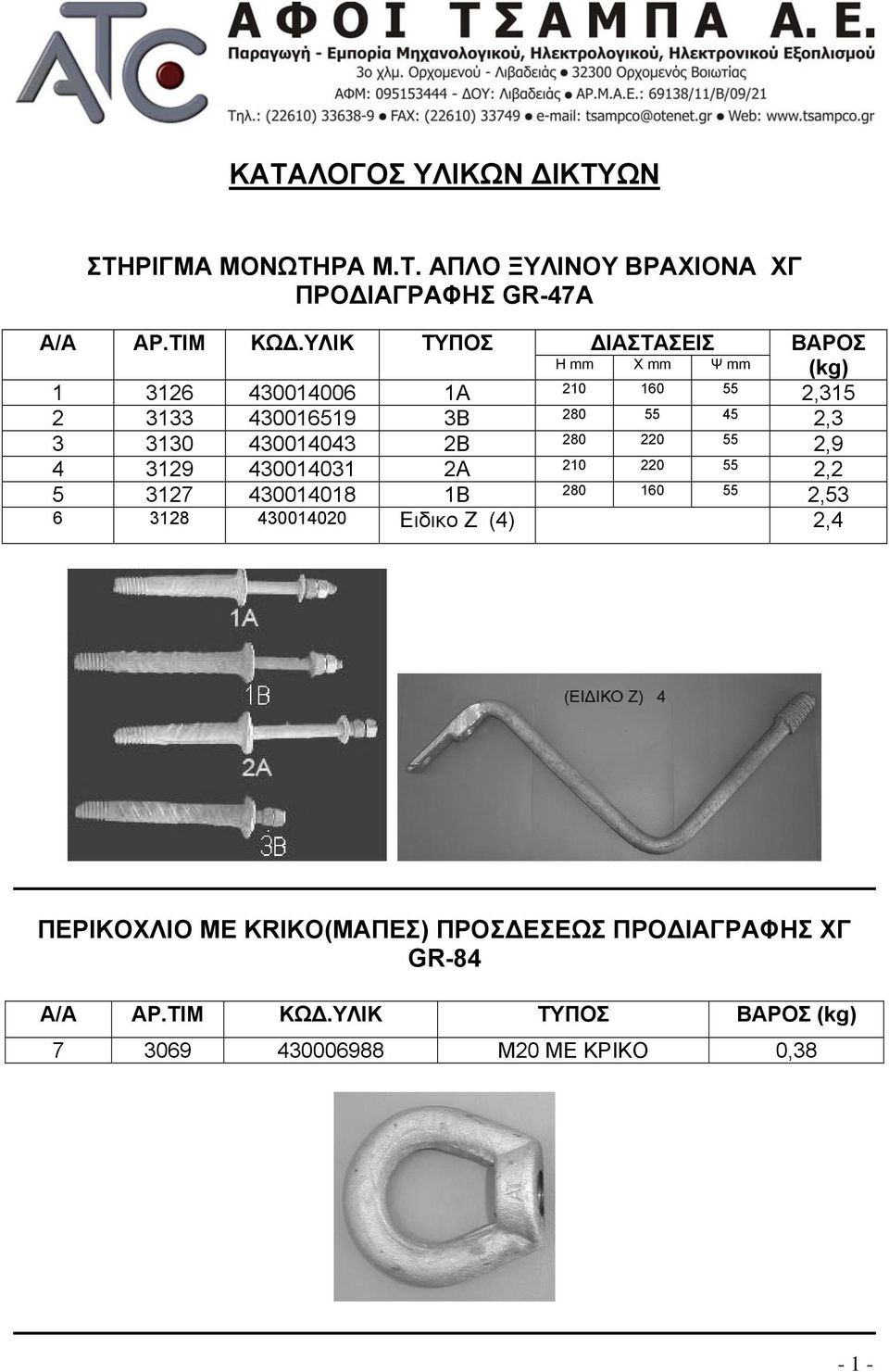 430014043 2Β 280 220 55 2,9 4 3129 430014031 2A 210 220 55 2,2 5 3127 430014018 1Β 280 160 55 2,53 6 3128 430014020