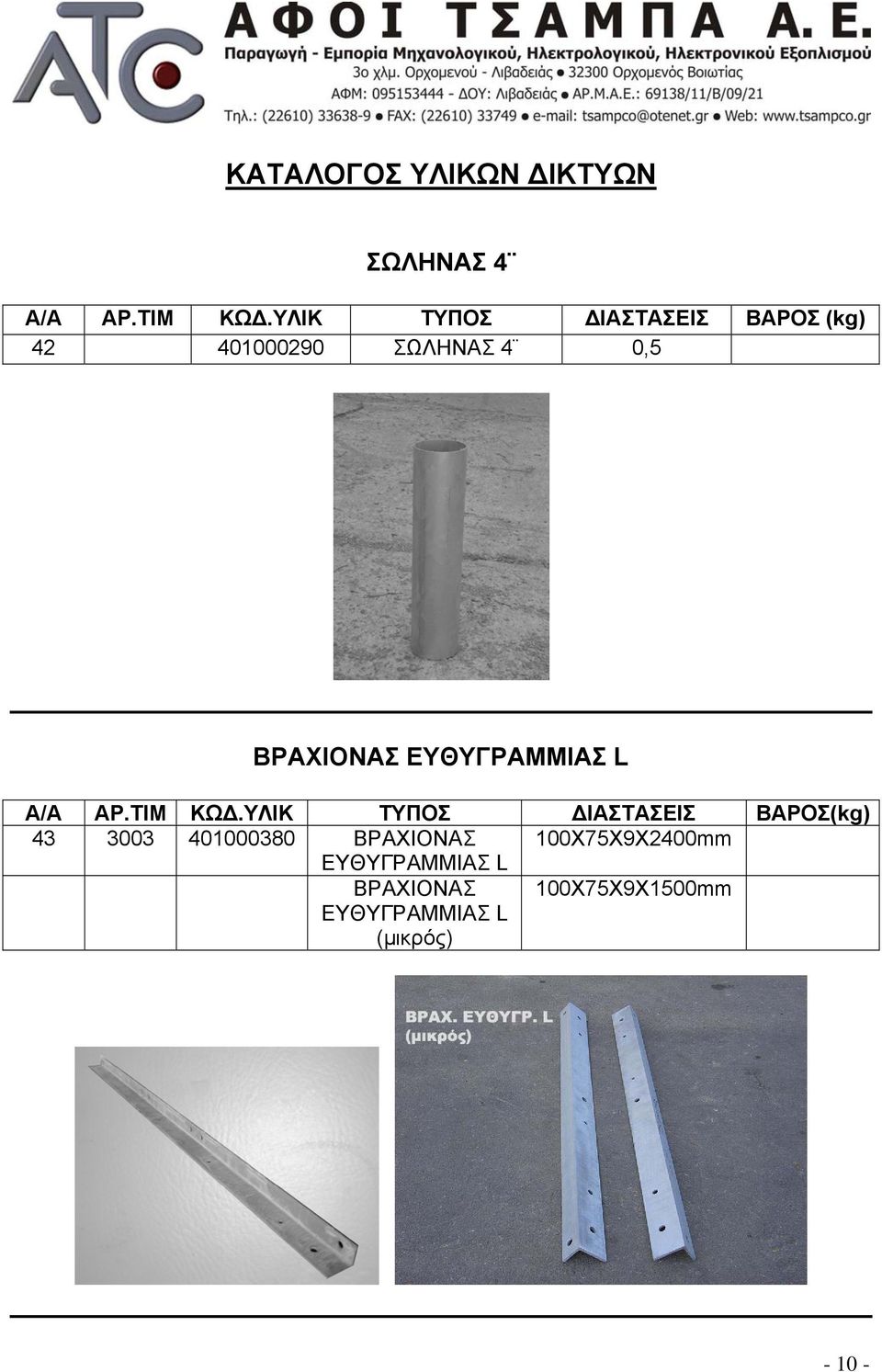 ΒΡΑΧΙΟΝΑΣ ΕΥΘΥΓΡΑΜΜIAΣ L Α/Α Α Ρ.ΤΙΜ ΚΩΔ.