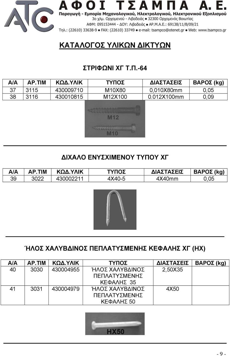 012X100 0,09 ΔΙΧΑΛΟ ΕΝΥΣΧΙΜΕΝΟΥ ΤΥΠΟΥ ΧΓ Α/Α Α Ρ.ΤΙΜ ΚΩΔ.