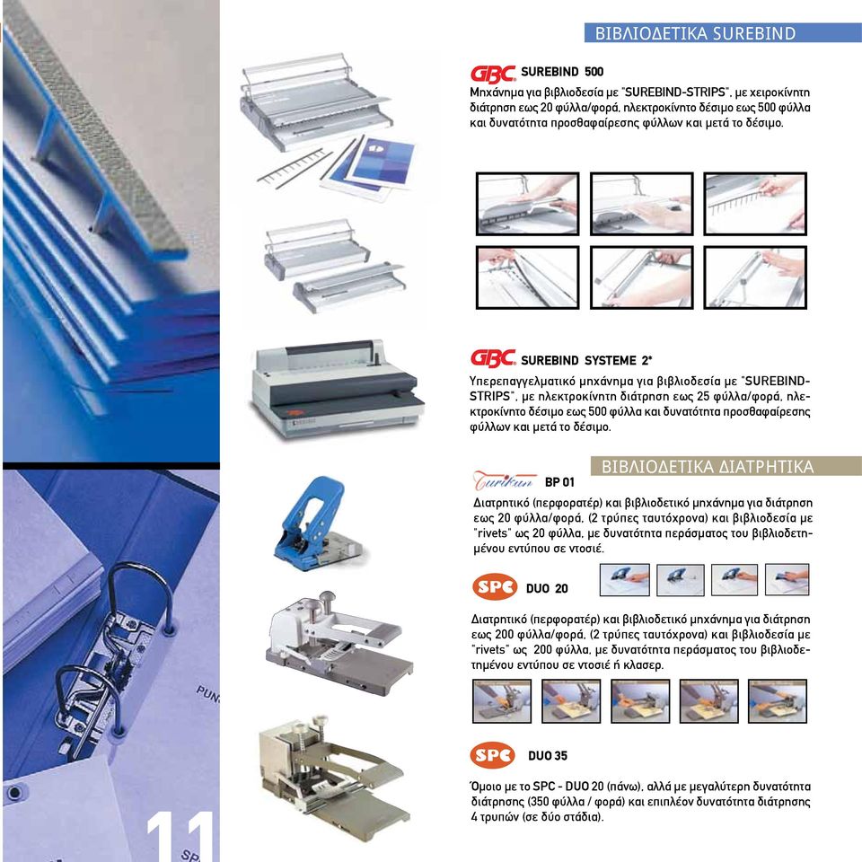 SUREBIND SYSTEME 2* Υπερεπαγγελματικό μηχάνημα για βιβλιοδεσία με "SUREBIND- STRIPS", με ηλεκτροκίνητη διάτρηση εως 25 φύλλα/φορά, ηλεκτροκίνητο δέσιμο εως 500 φύλλα και δυνατότητα προσθαφαίρεσης