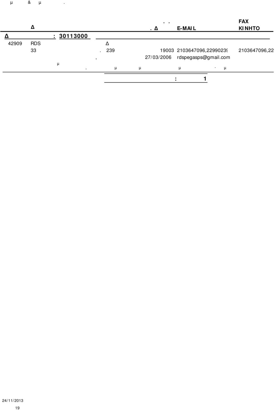 Θ 239 19003 2103647096,2299023900 2103647096,2299023426 ΜΑΡΚΟΠΟΥΛΟΥ ΜΕΣΟΓΑΙΑΣ, 27/03/2006 rdspegasps@gmail.