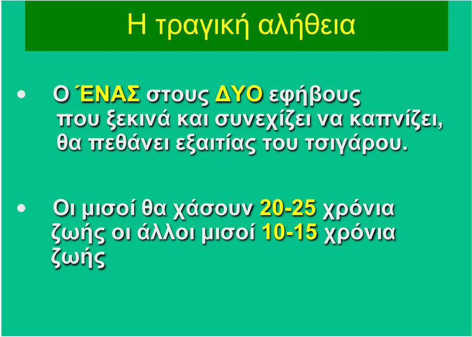 πεθάνει εξαιτίας του τσιγάρου.