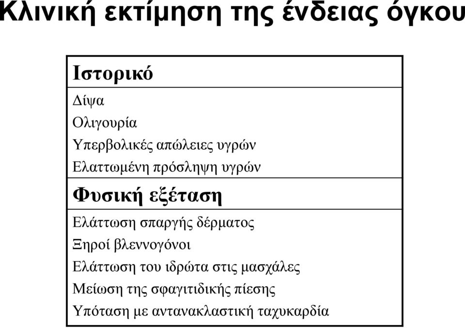 Ελάττωση σπαργής δέρματος Ξηροί βλεννογόνοι Ελάττωση του ιδρώτα