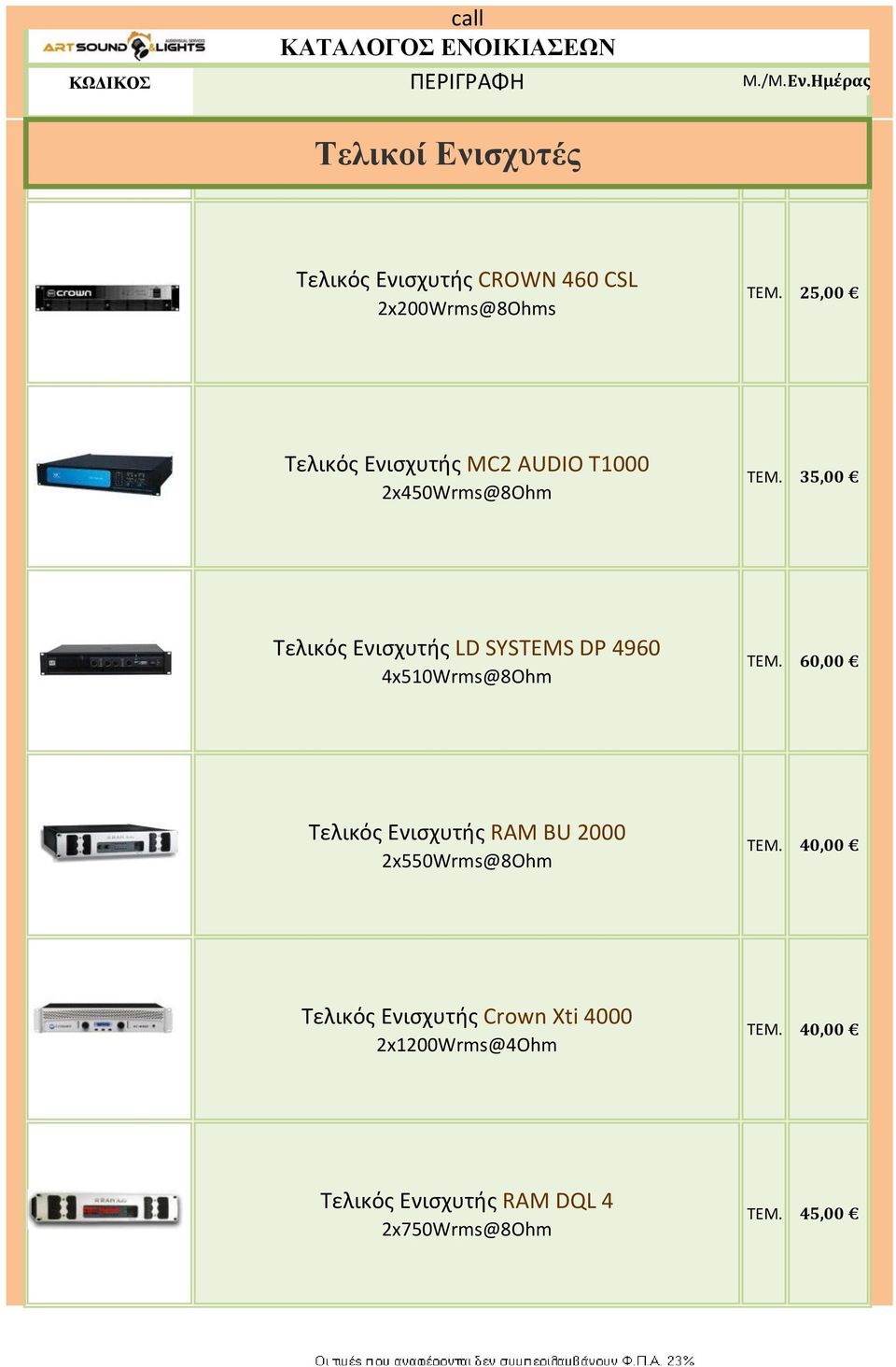 35,00 Τελικός Ενισχυτής LD SYSTEMS DP 4960 4x510Wrms@8Ohm TEM.