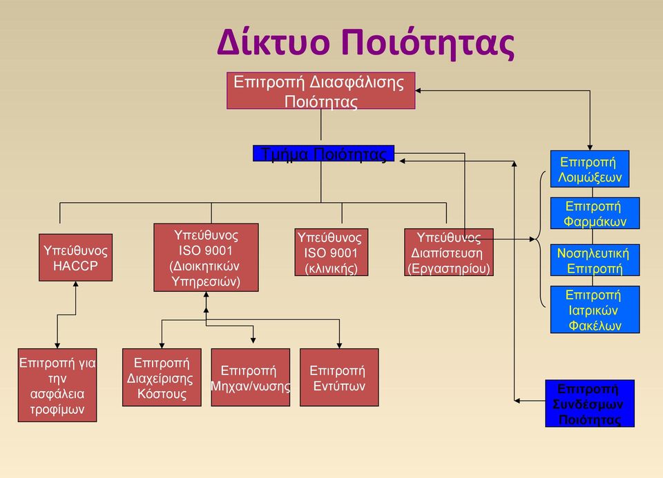 (Εργαστηρίου) Επιτροπή Φαρμάκων Νοσηλευτική Επιτροπή Επιτροπή Ιατρικών Φακέλων Επιτροπή για την